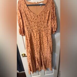 Cato Peach Lace Long Sleeve Dress